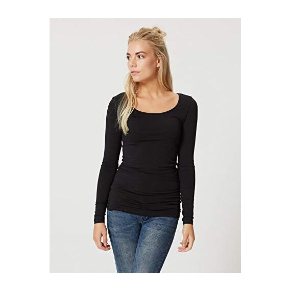 VERO MODA Damen Vmmaxi My Soft Long U-Neck Noos Langarmshirt, Schwarz, XXL EU