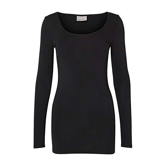 VERO MODA Damen Vmmaxi My Soft Long U-Neck Noos Langarmshirt, Schwarz, XXL EU