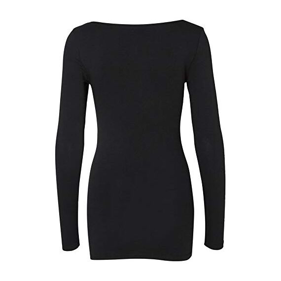 VERO MODA Damen Vmmaxi My Soft Long U-Neck Noos Langarmshirt, Schwarz, XXL EU