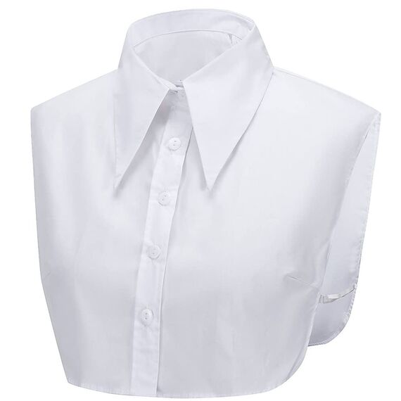 LoudSung Fake Collar Abnehmbare halbe Hemdbluse Falscher Kragen Großer spitzer Baumwollkragen Elegant für Frauen Mädchen