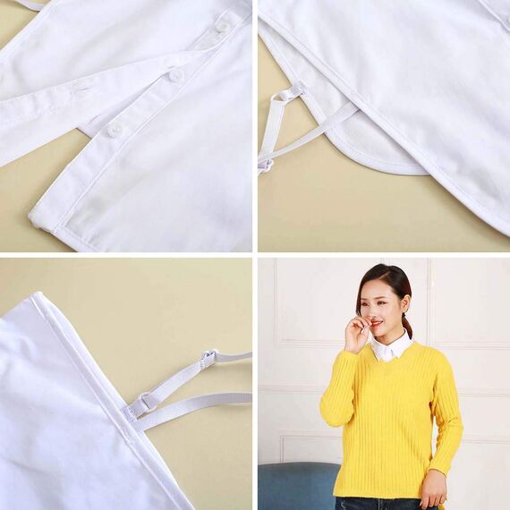 Juland Frauen Kragen Damen Abnehmbare Hälfte Shirt Bluse Damenhalb Fake Hemd Blusenkragen Cotton Fake Kragen Punkt – Weiß