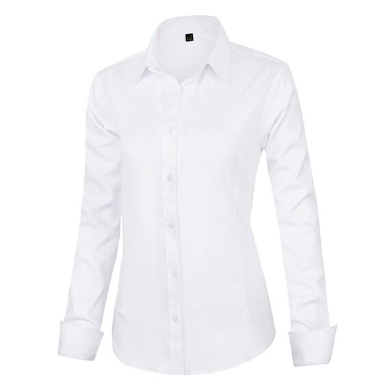 J.VER Bluse Damen Casual Business Blusen Button Down Shirts klassische Langarm Kragen Tops Bügelleichtes Modern Oberteil,Weiß,3XL