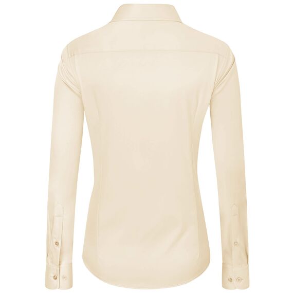 J.VER Hemd Damen Leichte Klassische Bluse Comfort Fit Baumwolle Stretch Blouse Langarm für Party Social Club Frauen,Beige,L