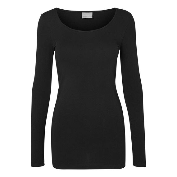VERO MODA Damen Vmmaxi My Soft Long U-Neck Noos Langarmshirt, Schwarz, XXL EU
