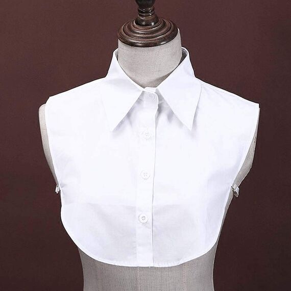 Juland Frauen Kragen Damen Abnehmbare Hälfte Shirt Bluse Damenhalb Fake Hemd Blusenkragen Cotton Fake Kragen Punkt – Weiß