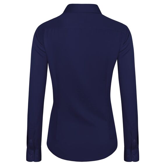 J.VER Blusen Regular Fit Klassische Bügelleicht Hemdbluse Langarm Damen Lässig Stretch für Hochzeitsgäste Service und College,Navy Blau,L