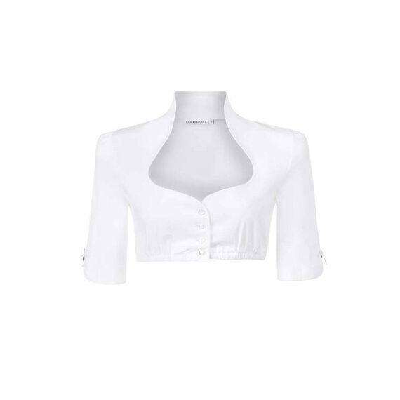 Stockerpoint Dirndlbluse Solange I Größe 32-48 I Damen Bluse mit elegantem Schalkragen & kurzen Ärmeln I Bequem & pflegeleicht I Perfekt für Trachten & Festlichkeiten