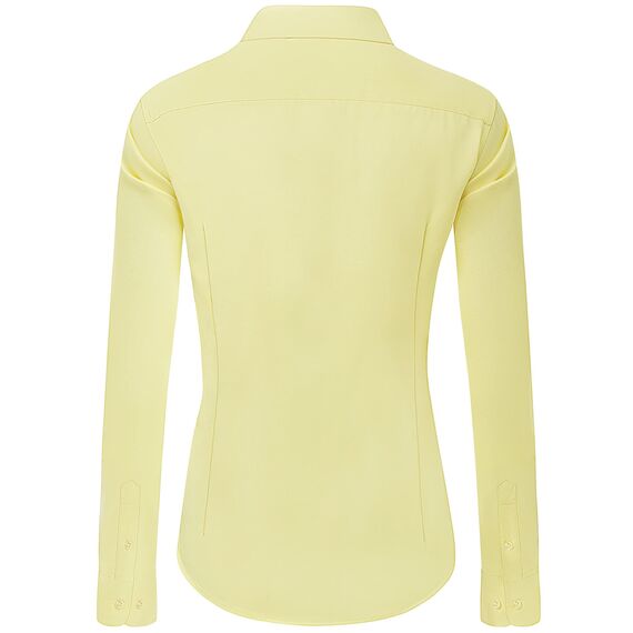J.VER Hemd Damen Leichte Klassische Bluse Comfort Fit Baumwolle Stretch Blouse Langarm für Party Social Club Frauen,Gelb,L