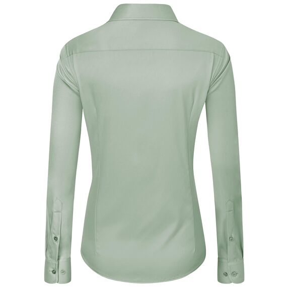 J.VER Bluse Damen Basic Langarm Stretch Hemdbluse Damen Bluse Leicht Tailliert mit Stretch Elegant Formelle Kragen Tops,Grün,2XL