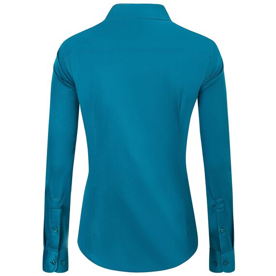 J.VER Bluse Damen Basic Langarm Stretch Hemdbluse Damen Bluse Leicht Tailliert mit Stretch Elegant Formelle Kragen Tops,Türkis,M
