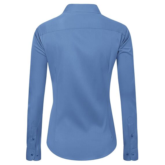 J.VER Hemd Damen Leichte Klassische Bluse Comfort Fit Baumwolle Stretch Blouse Langarm für Party Social Club Frauen,Graublau,XL