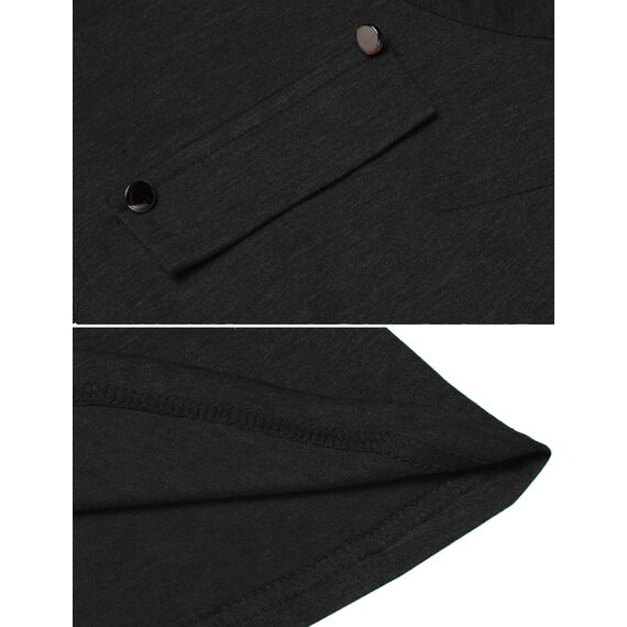Lalala Büro Kleidung Damen Business Bluse V-Ausschnitt Knopfleiste Shirt Locker Tops Frühling (A_schwarz,XL)