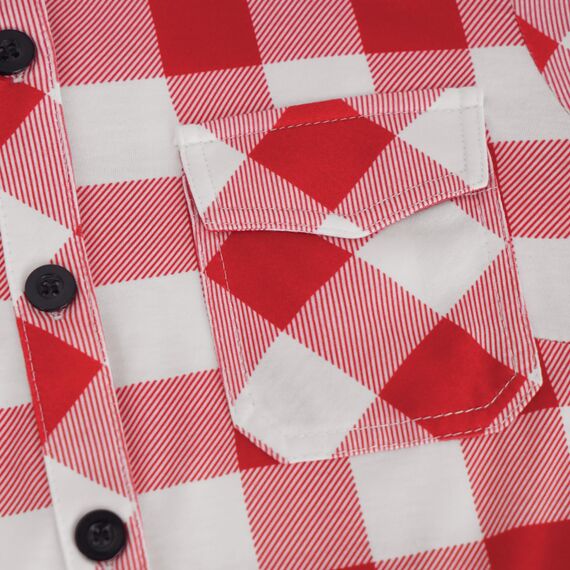 DJT Damen Weiches Gestrick Karierte Bluse Langarm Oberteile Roll Up Ärmel Hemdbluse Shirts Button Down Blusen Top Rot-Weiß L