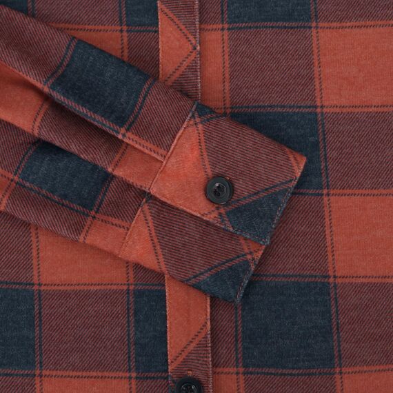 DJT Damen Weiches Gestrick Karierte Bluse Langarm Oberteile Roll Up Ärmel Hemdbluse Shirts Button Down Blusen Top Rot-Marineblau XL