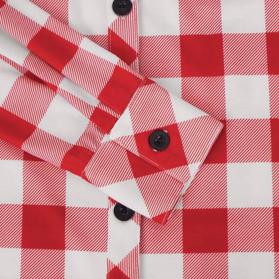 DJT Damen Weiches Gestrick Karierte Bluse Langarm Oberteile Roll Up Ärmel Hemdbluse Shirts Button Down Blusen Top Rot-Weiß XXL