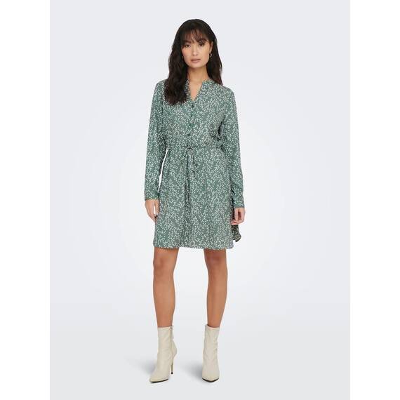 ONLY Damen Onlcory L/S V-Neck Tunic WVN Noos, Balsam Green/Aopmono Blossom,M