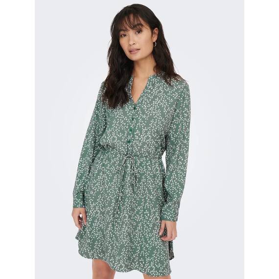 ONLY Damen Onlcory L/S V-Neck Tunic WVN Noos, Balsam Green/AOP:Mono Blossom,XXS