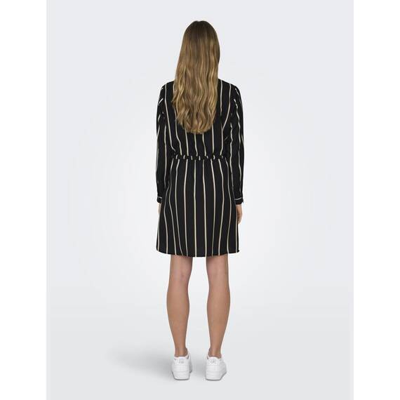ONLY Damen Onlcory L/S V-Neck Tunic WVN Noos, Black/Stripes:White/Camel Stripes, Medium