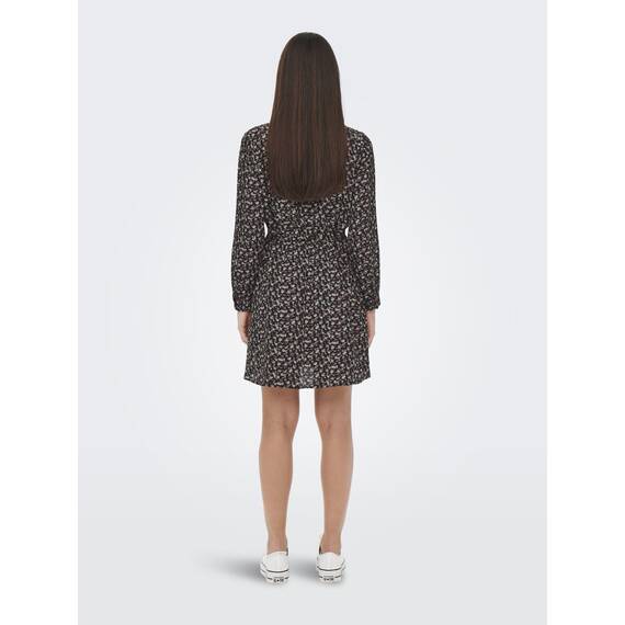 ONLY Damen Onlcory L/S V-Neck Tunic WVN Noos, Black/Aop:nera Flower ,L