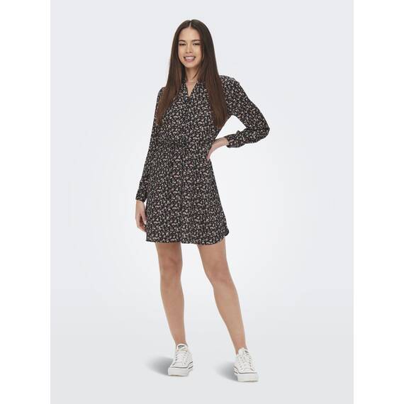 ONLY Damen Onlcory L/S V-Neck Tunic WVN Noos, Black/Aop:nera Flower ,XS