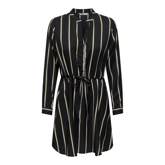 ONLY Damen Onlcory L/S V-Neck Tunic WVN Noos, Black/Stripes:White/Camel Stripes, S