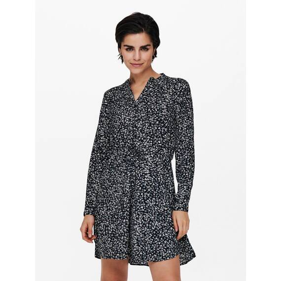 ONLY Damen Onlcory L/S V-Neck Tunic WVN Noos Bluse, Black/Maria White Grey Disty, XS EU