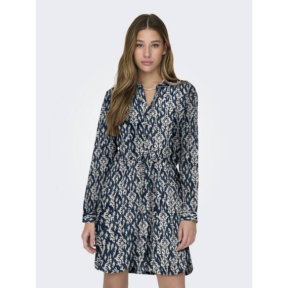 ONLY Damen Onlcory Life L/S V-Neck Tunic WVN Noos Tunika-Top Für Den Alltag Mit Volumenärmeln Und Stylischem V-Ausschnitt, Total Eclipse, 42