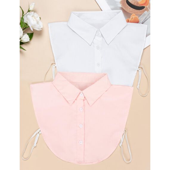 MELLIEX 2 Stück Blusenkragen Einsatz Damen, Klassischer Abnehmbarer Krageneinsatz, Eleganter Hemdkragen, Weiß & Rosa