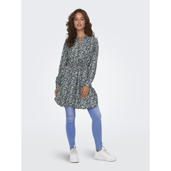 ONLY Damen Onlcory L/S V-Neck Tunic WVN Noos, Black/AOP:Aura Flower, XL
