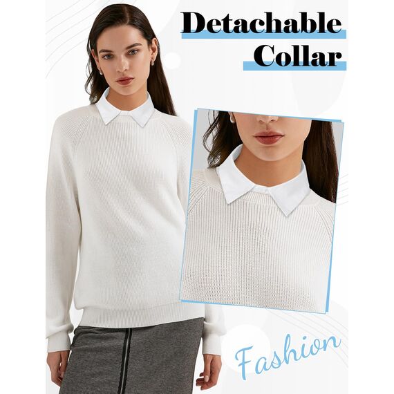 MELLIEX 2 Stück Blusenkragen Einsatz Damen, Klassischer Abnehmbarer Krageneinsatz, Eleganter Hemdkragen, Weiß & Blau