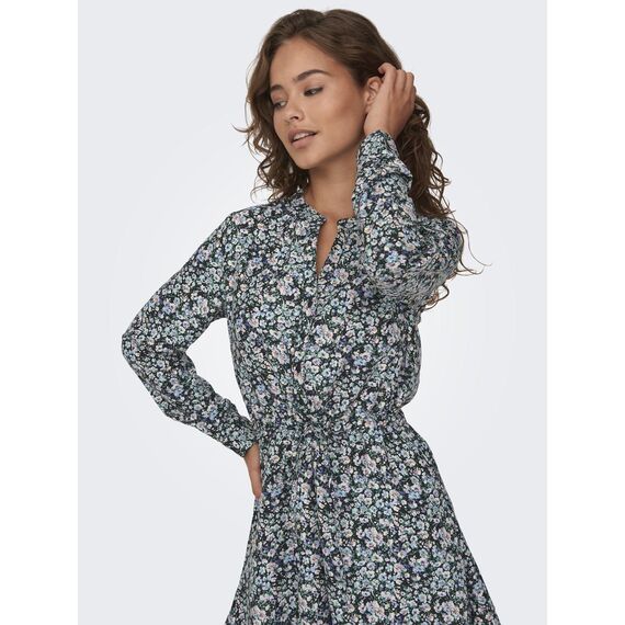ONLY Damen Onlcory L/S V-Neck Tunic WVN Noos, Black/AOP:Aura Flower, XL
