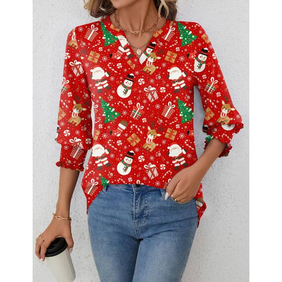 Rapbin Bluse Damen 3/4 arm langerm V-Ausschnitt Tunika Sommer Tops Locker Shirt Elegant Lässig Oberteil 2025