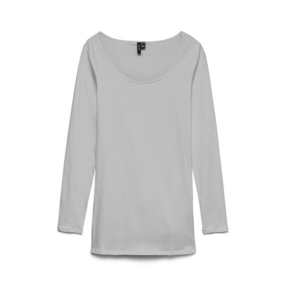 VERO MODA Damen Regular Fit Langarmshirt VMMAXI My LS Soft Long U - Neck NOOS 10152908, Einfarbig, Gr. 34 (Herstellergröße: XS), Grau (Light Grey Melange)
