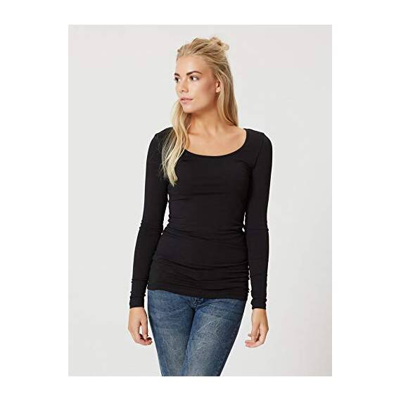 VERO MODA Damen Langarmshirt VMMAXI My LS Soft Long U - Neck NOOS, Gr. 40 (Herstellergröße: L), Schwarz