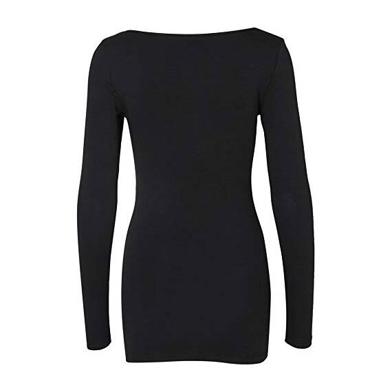 VERO MODA Damen Langarmshirt VMMAXI My LS Soft Long U - Neck NOOS, Gr. 40 (Herstellergröße: L), Schwarz