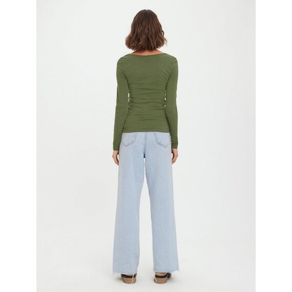VERO MODA Damen VMMAXI My LS Soft Long U-Neck, Olivine, L