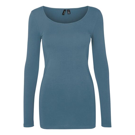 VERO MODA Damen VMMAXI My LS Soft Long U-Neck, Bluestone, S