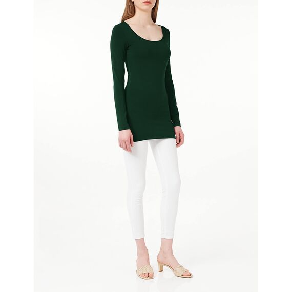 VERO MODA Damen Regular Fit Langarmshirt VMMAXI My LS Soft Long U - Neck NOOS 10152908, Einfarbig, Gr. 40 (Herstellergröße: L), Grün (Pine Grove)