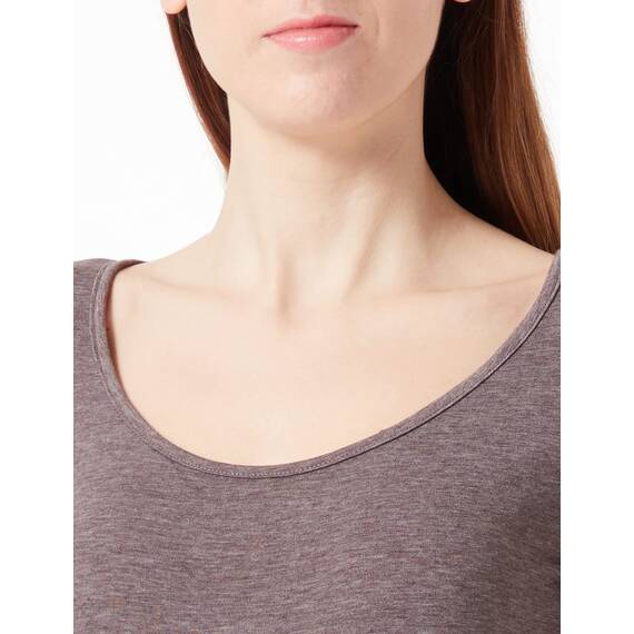 VERO MODA Damen Vmmaxi My Soft Long U-Neck Noos Langarmshirt, Coffee Bean/Detail:Melange, XL EU