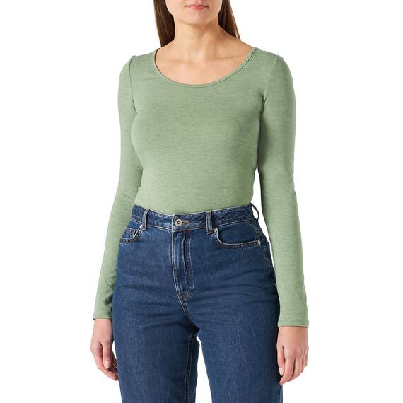 VERO MODA Damen Vmmaxi My Soft Long U-Neck Noos Langarmshirt, Loden Frost/Detail:Melange, M EU