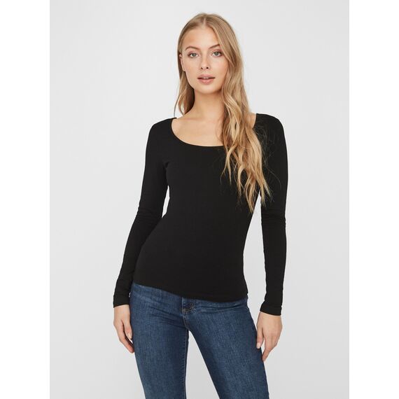 VERO MODA Damen VMMAXI My LS Soft UNECK NOOS 3-Pack, Black/Black & Bright White, M