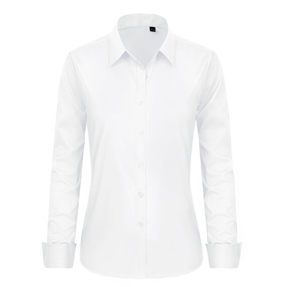 J.VER Bluse Weiß Damen Langarmshirt Einfarbig Tops Kragen Baumwolle Oberteile Knitterfreies Mode Für Damenblusen Alle Weiß