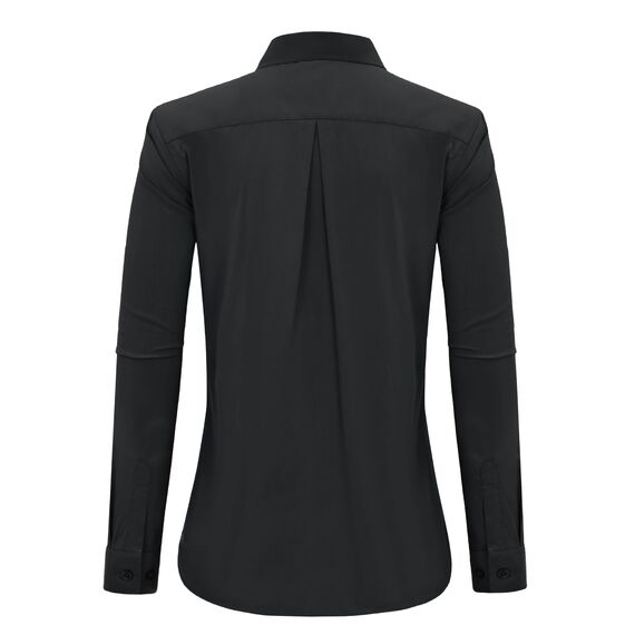 J.VER Schwarze Bluse Damen Langarmshirt Einfarbig Tops Kragen Baumwolle Oberteile Knitterfreies Damen Hemdbluse Mode Für Damenblusen All Schwarz