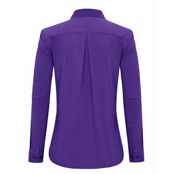 J.VER Damen Bluse Langarmshirt Einfarbig Tops Kragen Baumwolle Oberteile Knitterfreies Damen Hemdbluse Mode Für Damenblusen Lila