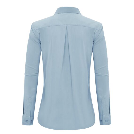 J.VER Blusenshirt Damen Business Reise Blusen Knitterfrei Langarmshirt Stretch Komfort Damenbluse Stylische Oberteile Nebelblau