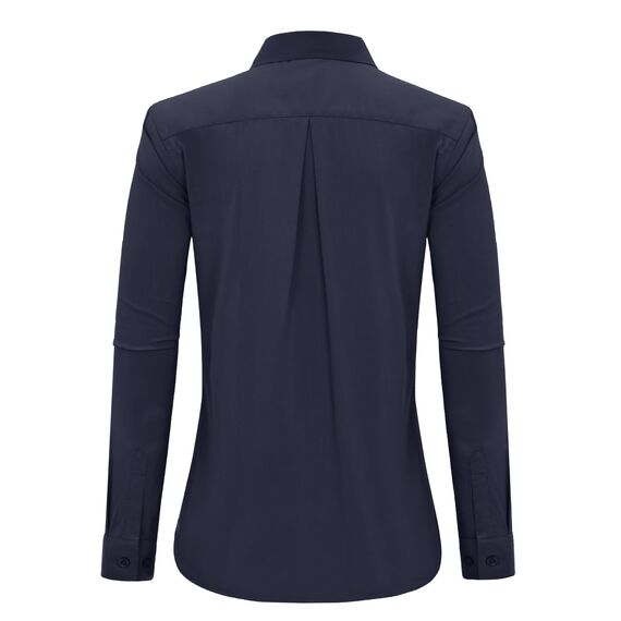 J.VER Business Bluse Damen Bügelfrei Comfort Fit Baumwolle Stretch Blouse Regular Damenbluse Für Meeting Navy Blau