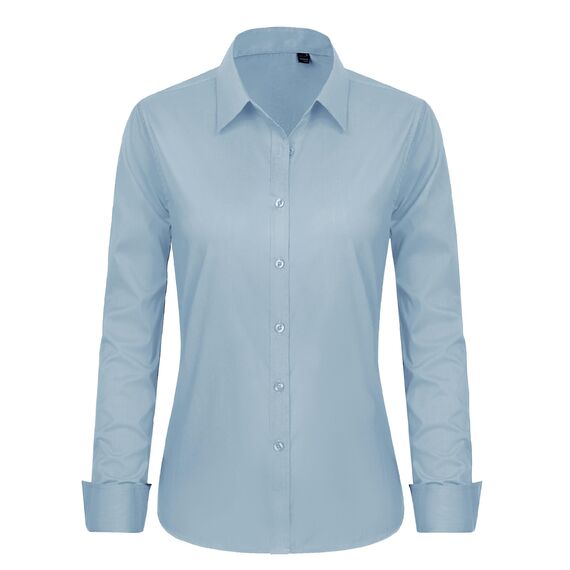 J.VER Damen Bluse Business Casual Blusenshirt Office Alltags Blusen Knitterfreies Hemd Regular Fit Long Sleeve Shirt Women Nebelblau