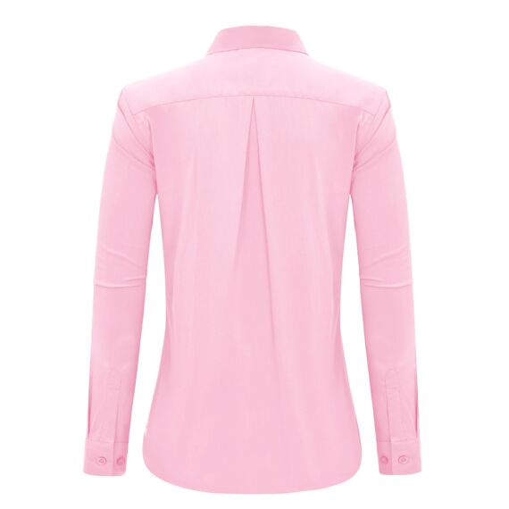 J.VER Bluse Damen Business Casual Damenblusen Bürotauglich Button Down Langarmshirt Knitterfrei Elegant Oberteile Rosa