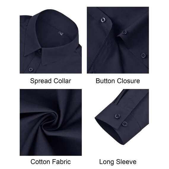 J.VER Blaue Bluse Damen Business Hemd Bügelfrei Berufliche Eleganz Langarm Regular Fit Unifarben Für Büro Outdoor Party Navy Blau