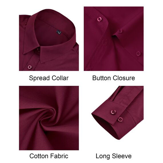 J.VER Bluse Damen Langarm Baumwolle Businesshemd V-Ausschnitt Basic Bügelfrei Shirt Button Down Casual Oberteile Burgunderrot